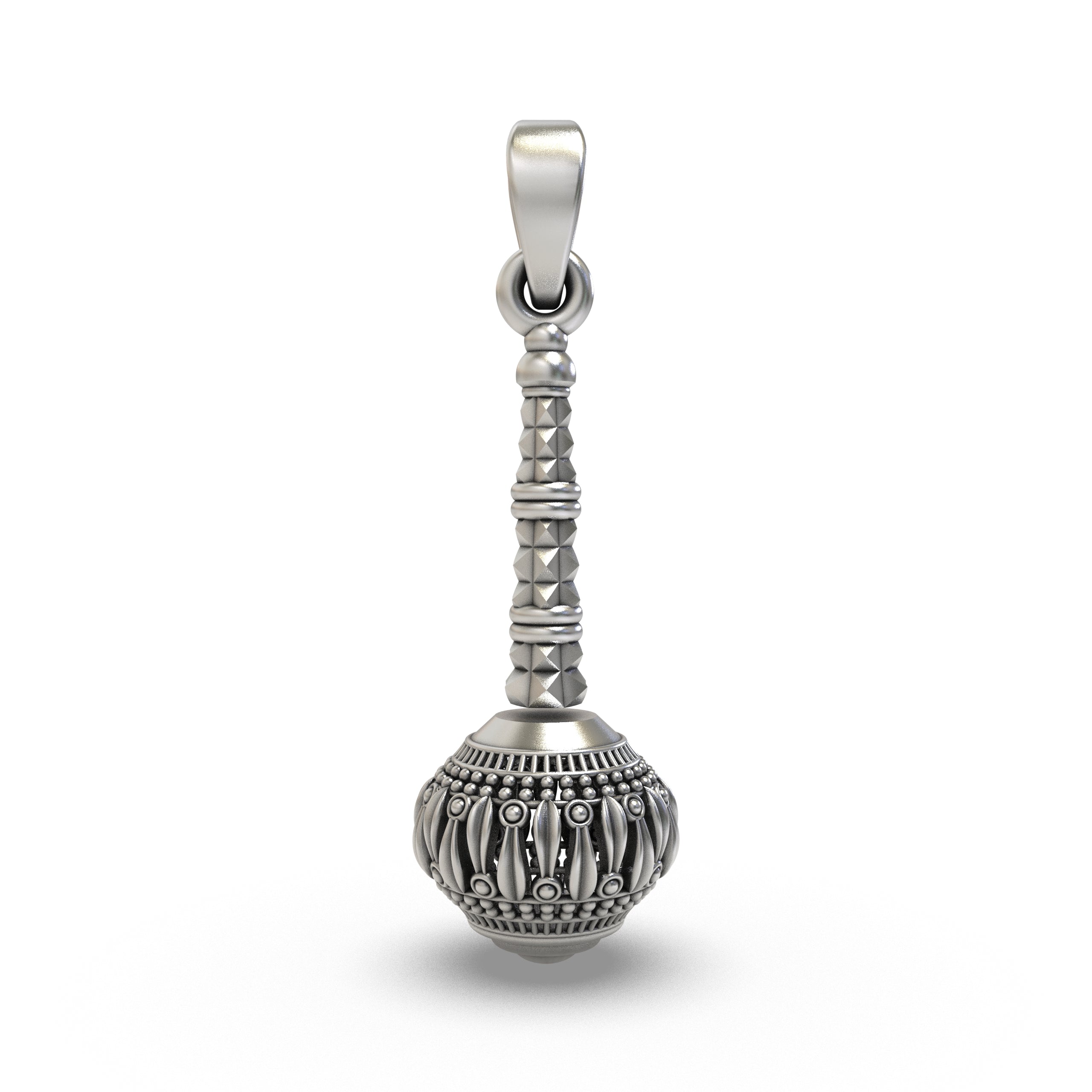 925 Silver Hanumanji Gada Pendant – Divine Strength, Protection & Spiritual Power Amulet