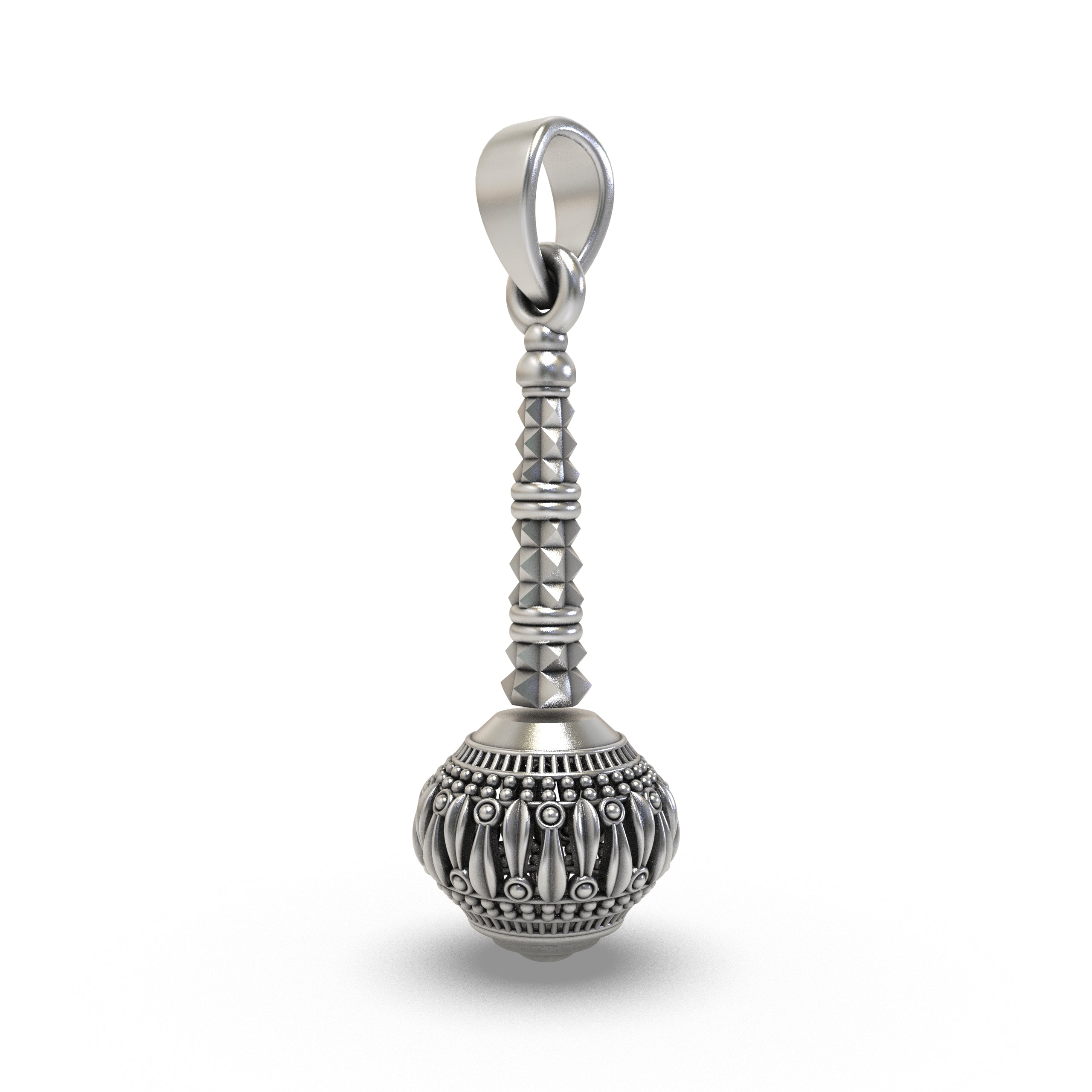 925 Silver Hanumanji Gada Pendant – Divine Strength, Protection & Spiritual Power Amulet