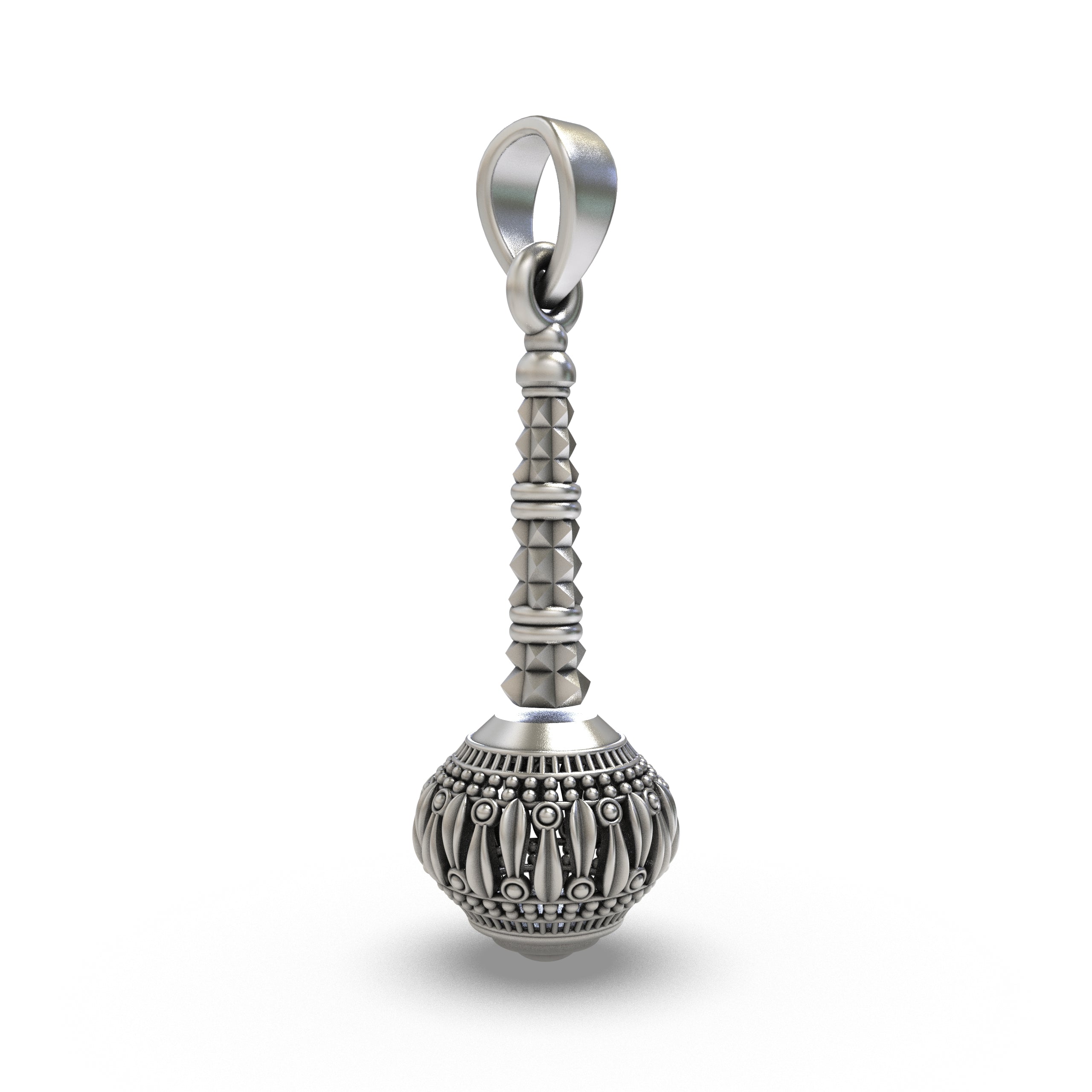 925 Silver Hanumanji Gada Pendant – Divine Strength, Protection & Spiritual Power Amulet