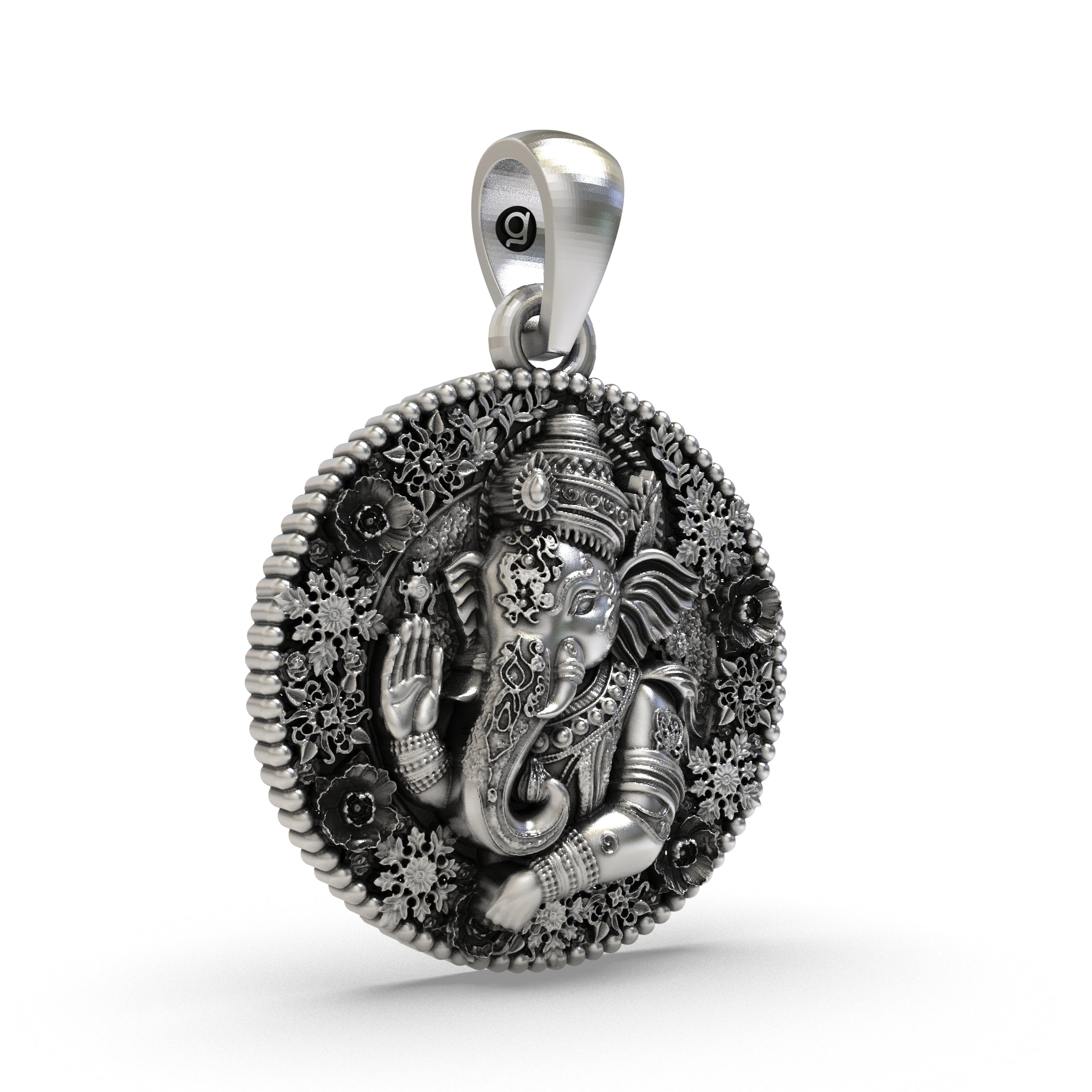 925 Silver Ganesh Pendant – Detailed Oxidized Ganesha Locket for Protection, Wisdom & Blessings