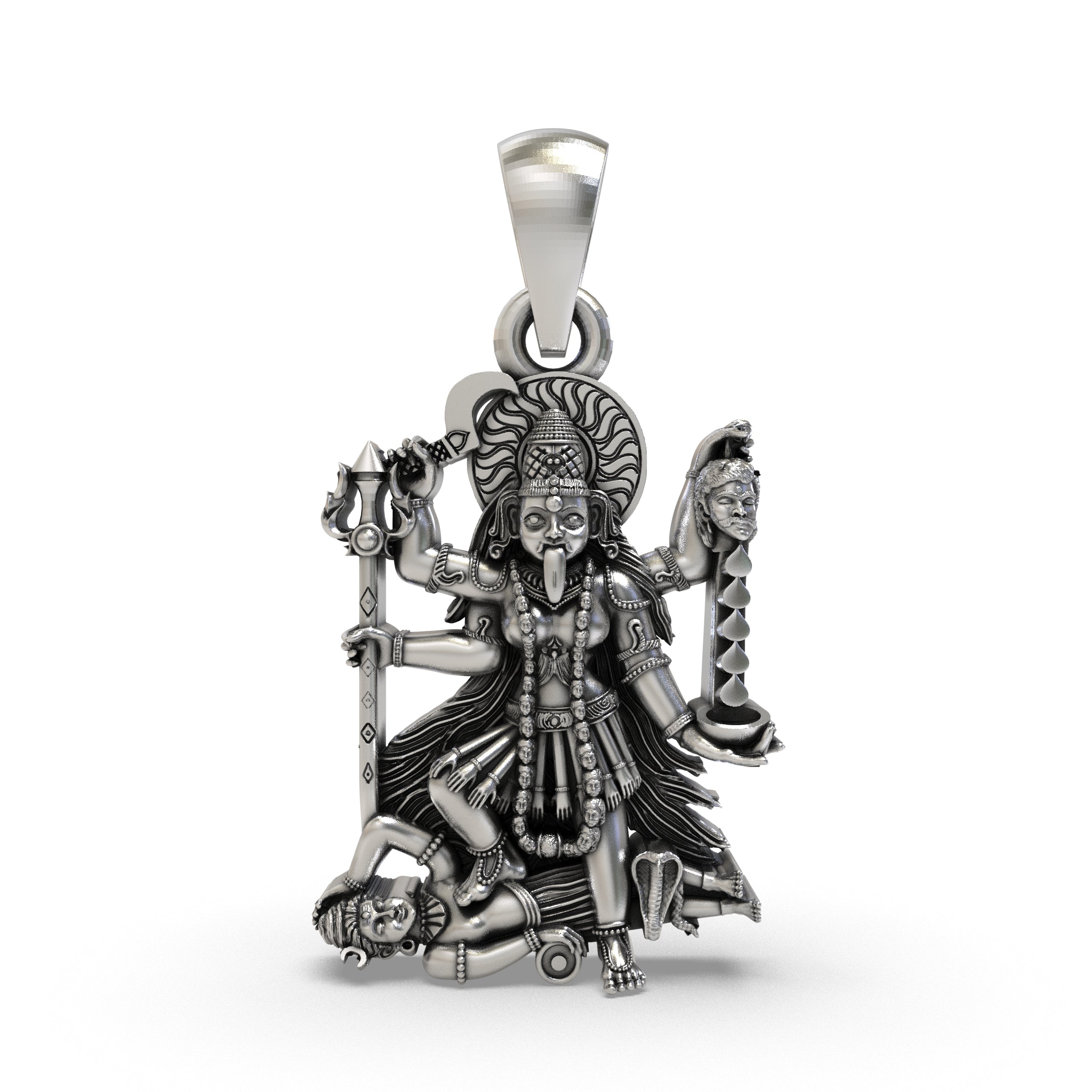 925 Sterling Silver Adya MahaKali Pendant | Kali Maa Necklace | Protection & Strength