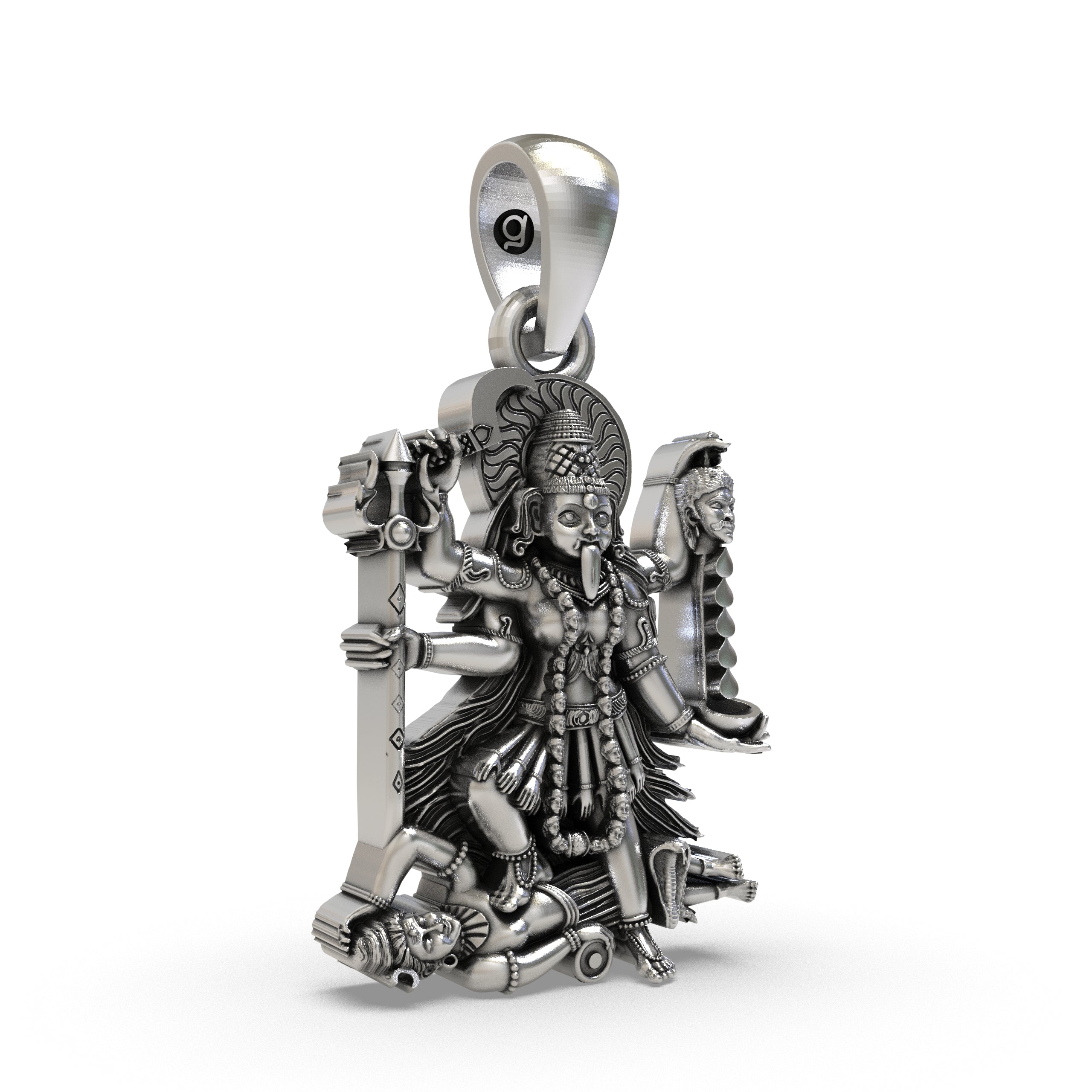 925 Sterling Silver Adya MahaKali Pendant | Kali Maa Necklace | Protection & Strength