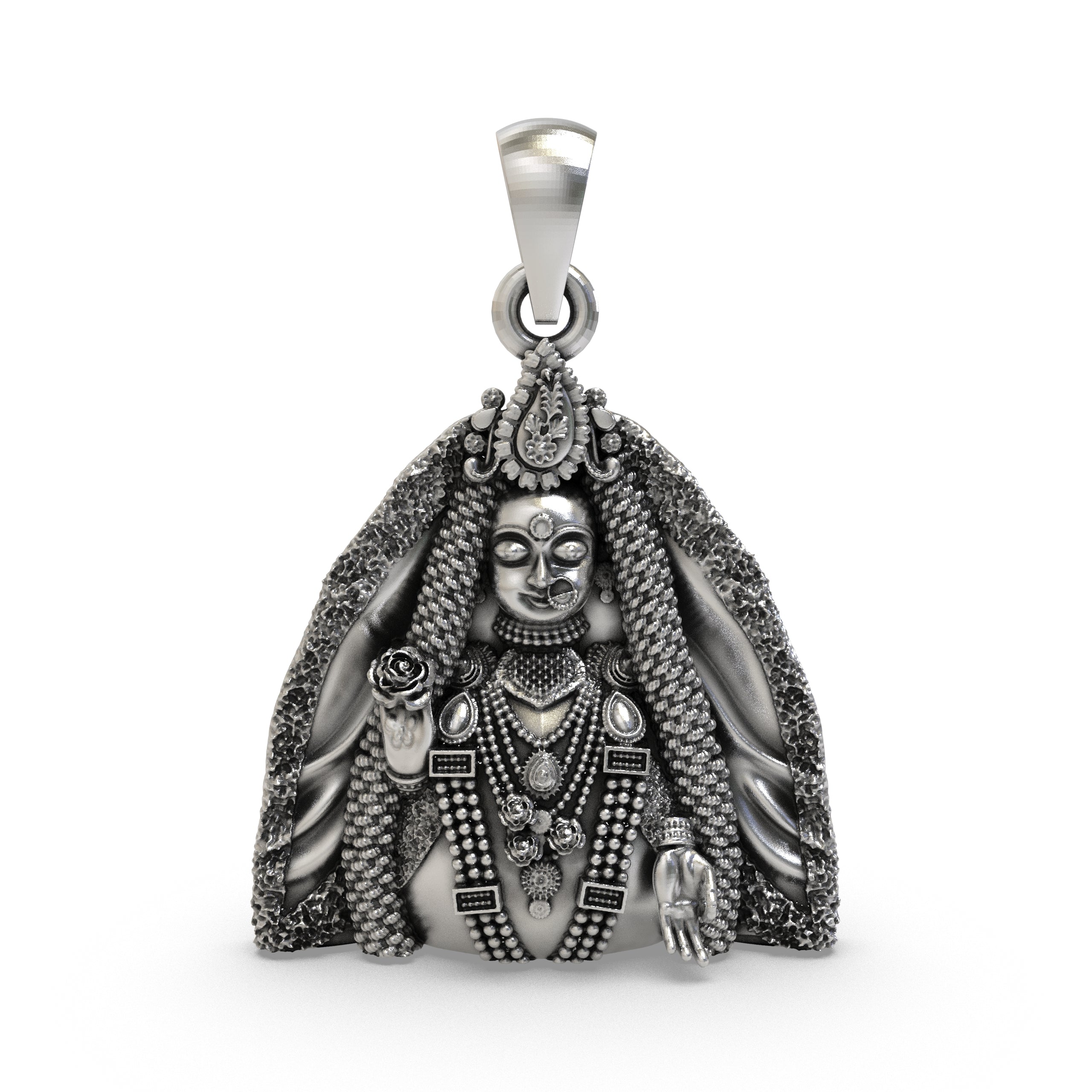 925 Silver Radharani Pendant | Sterling Silver Radha Krishna Devotional Jewelry