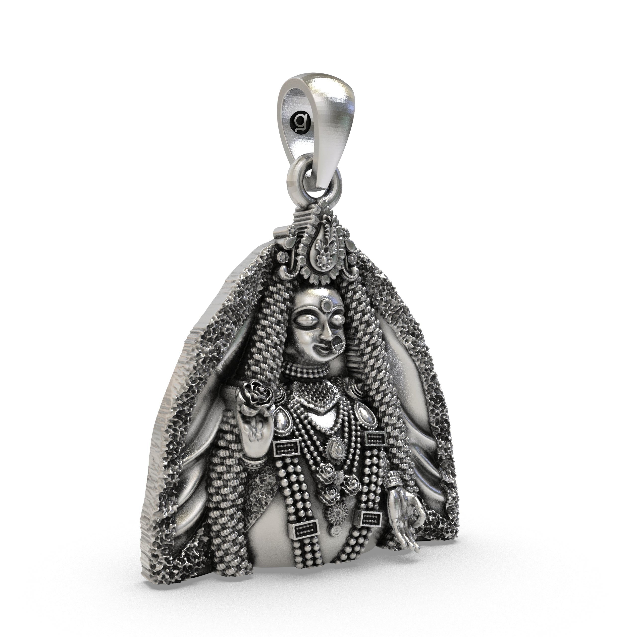 925 Silver Radharani Pendant | Sterling Silver Radha Krishna Devotional Jewelry