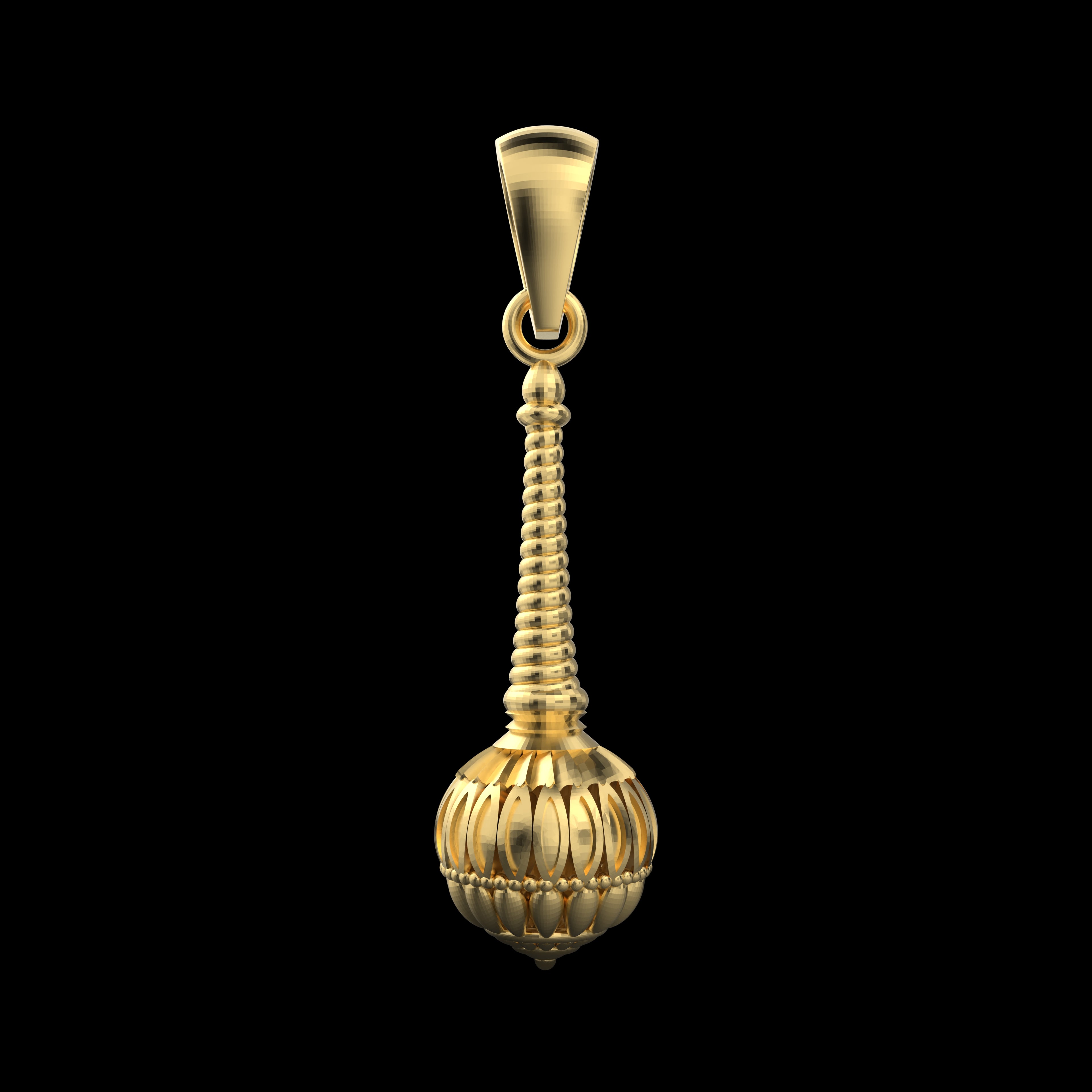 18K Gold Vermeil Gada Pendant – 925 Silver Temple Jewelry | Symbol of Strength, Courage & Devotion