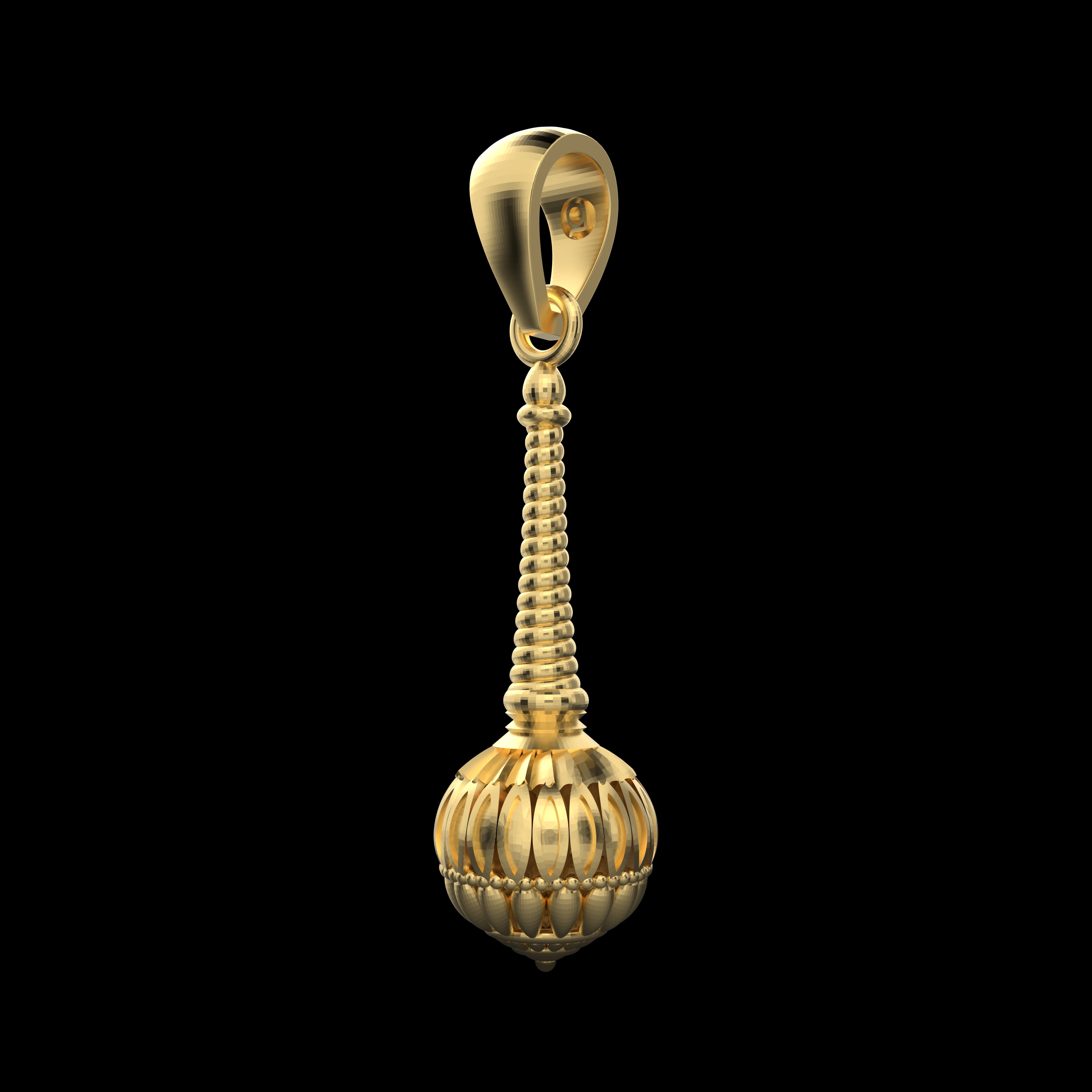 18K Gold Vermeil Gada Pendant – 925 Silver Temple Jewelry | Symbol of Strength, Courage & Devotion
