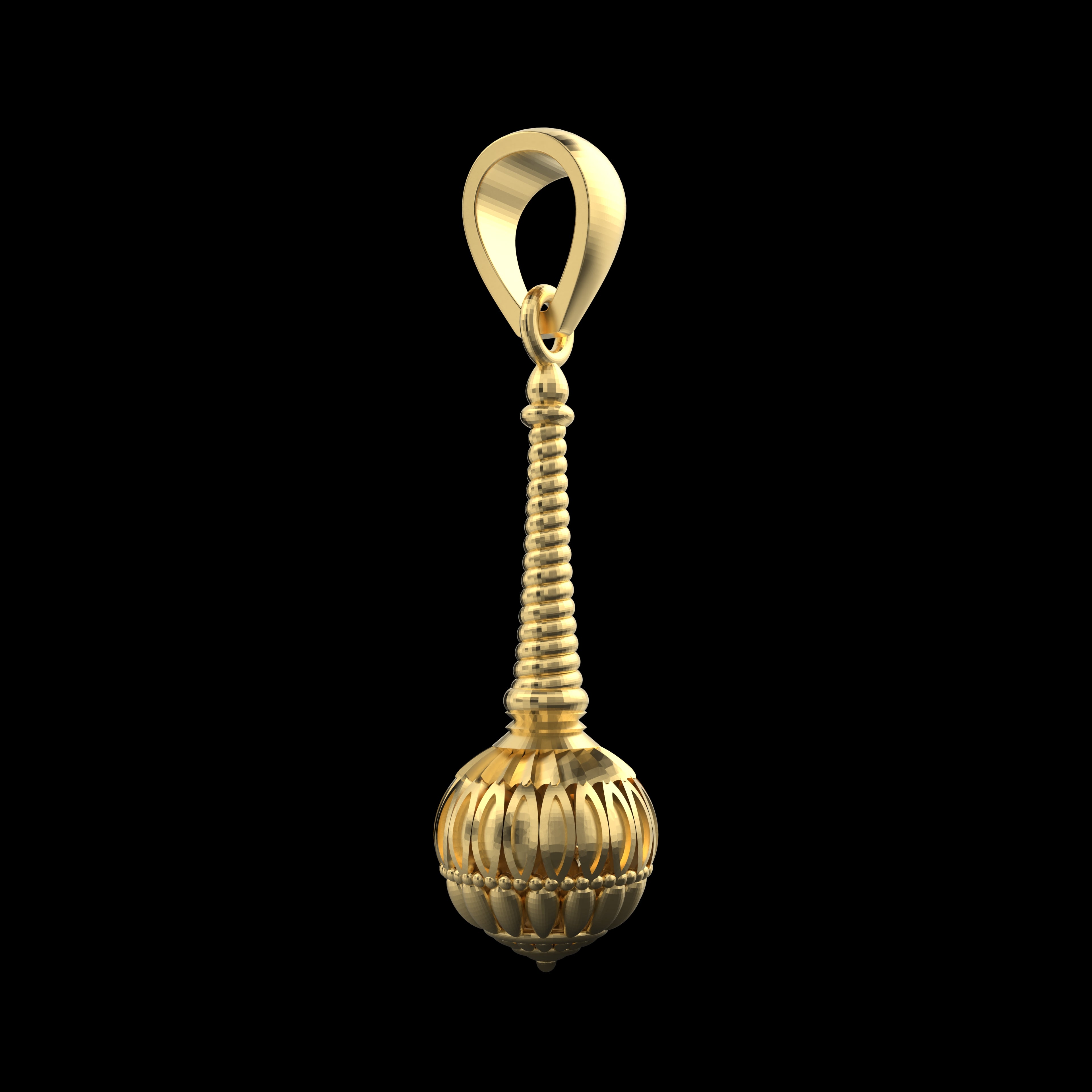 18K Gold Vermeil Gada Pendant – 925 Silver Temple Jewelry | Symbol of Strength, Courage & Devotion