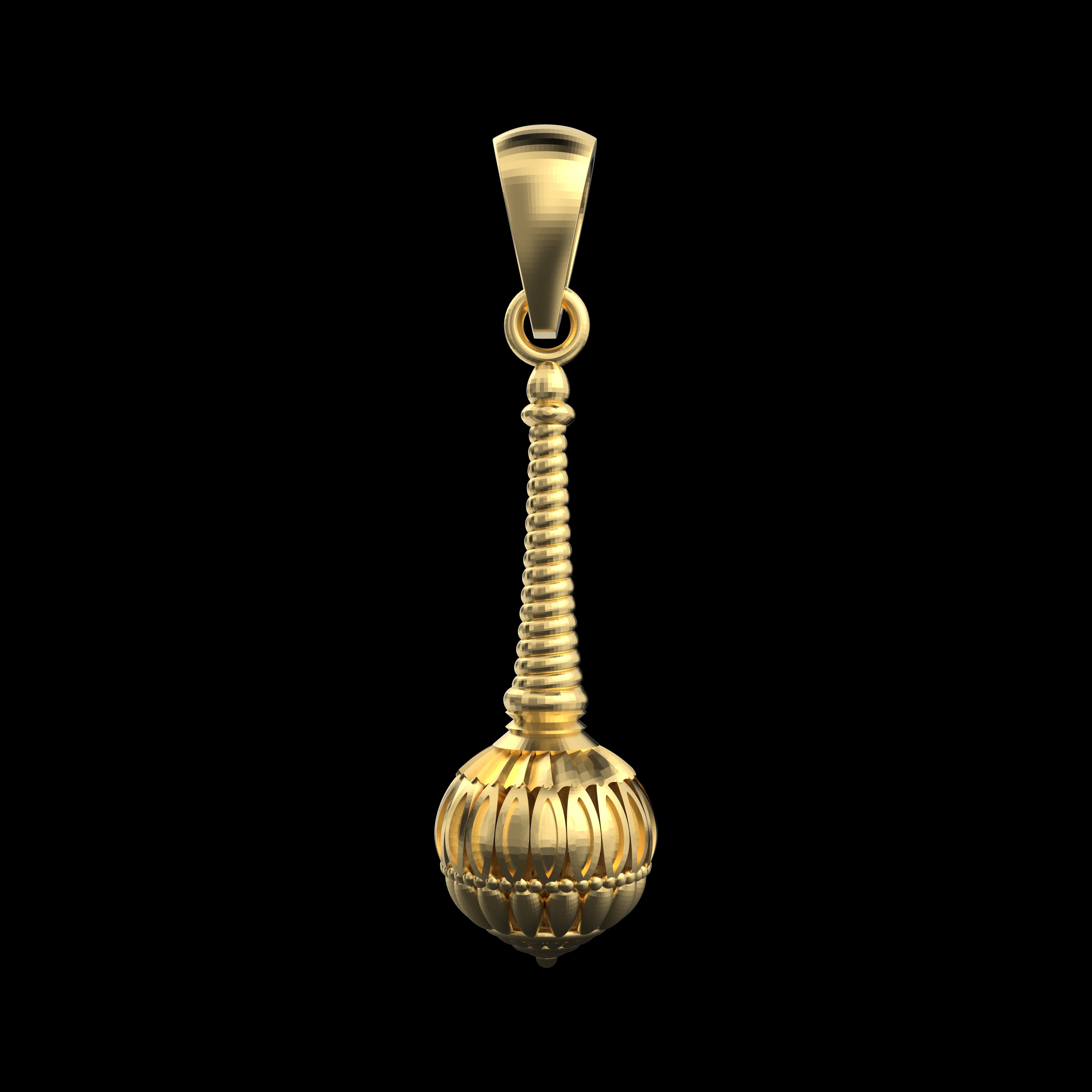 18K Gold Vermeil Gada Pendant – 925 Silver Temple Jewelry | Symbol of Strength, Courage & Devotion
