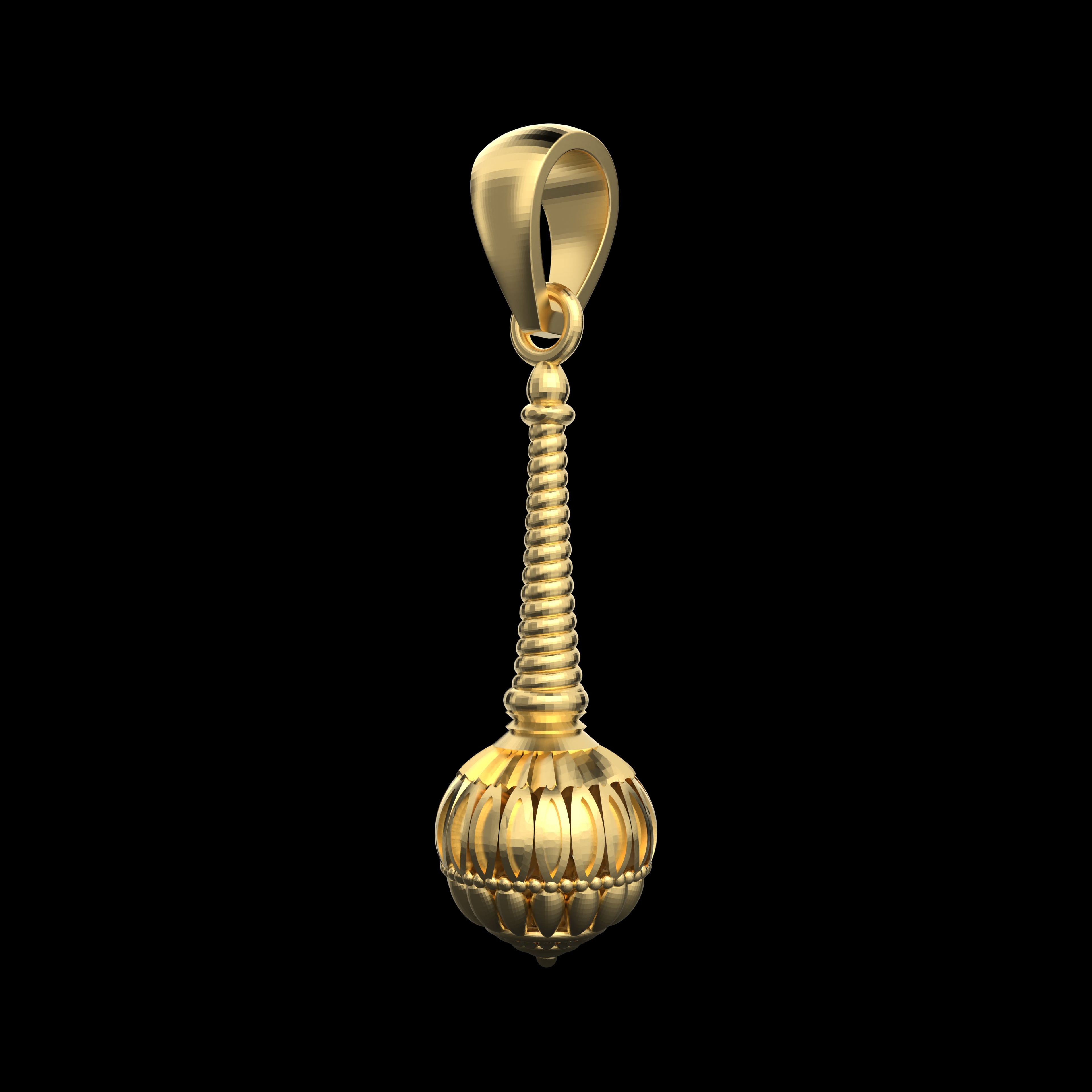 18K Gold Vermeil Gada Pendant – 925 Silver Temple Jewelry | Symbol of Strength, Courage & Devotion