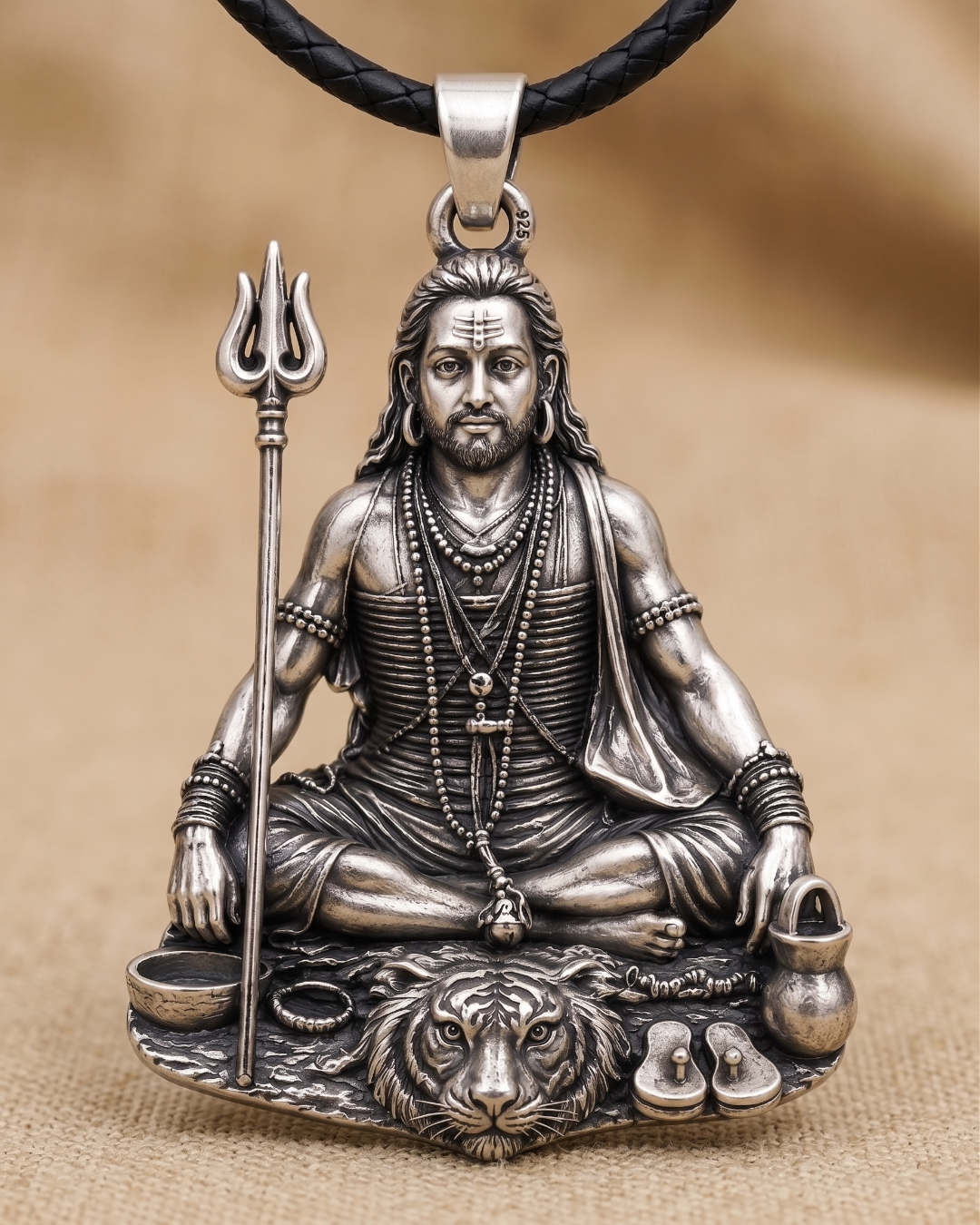 Guru Gorakhnath 925 silver pendant front view