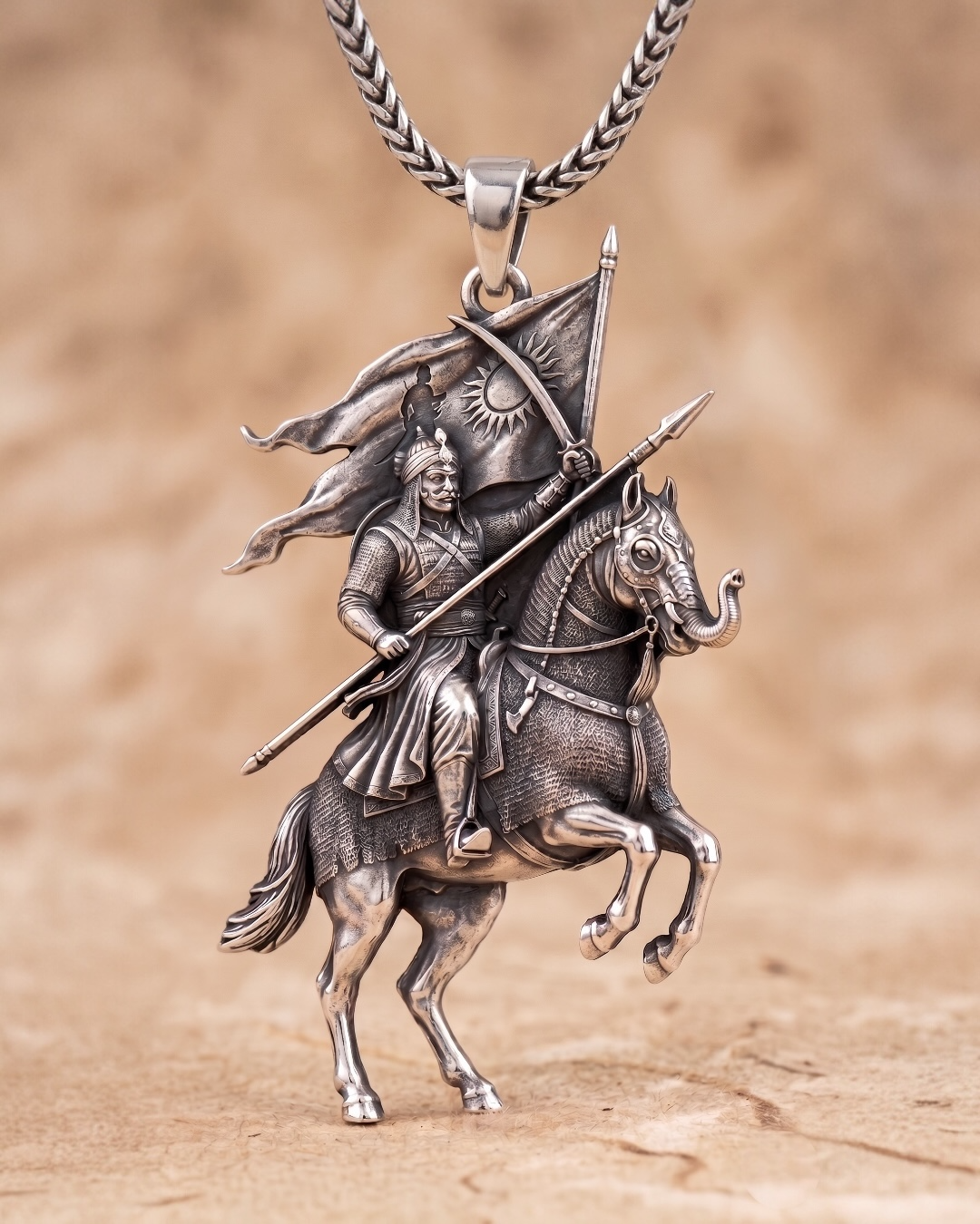 Maharana Pratap 925 silver pendant front view