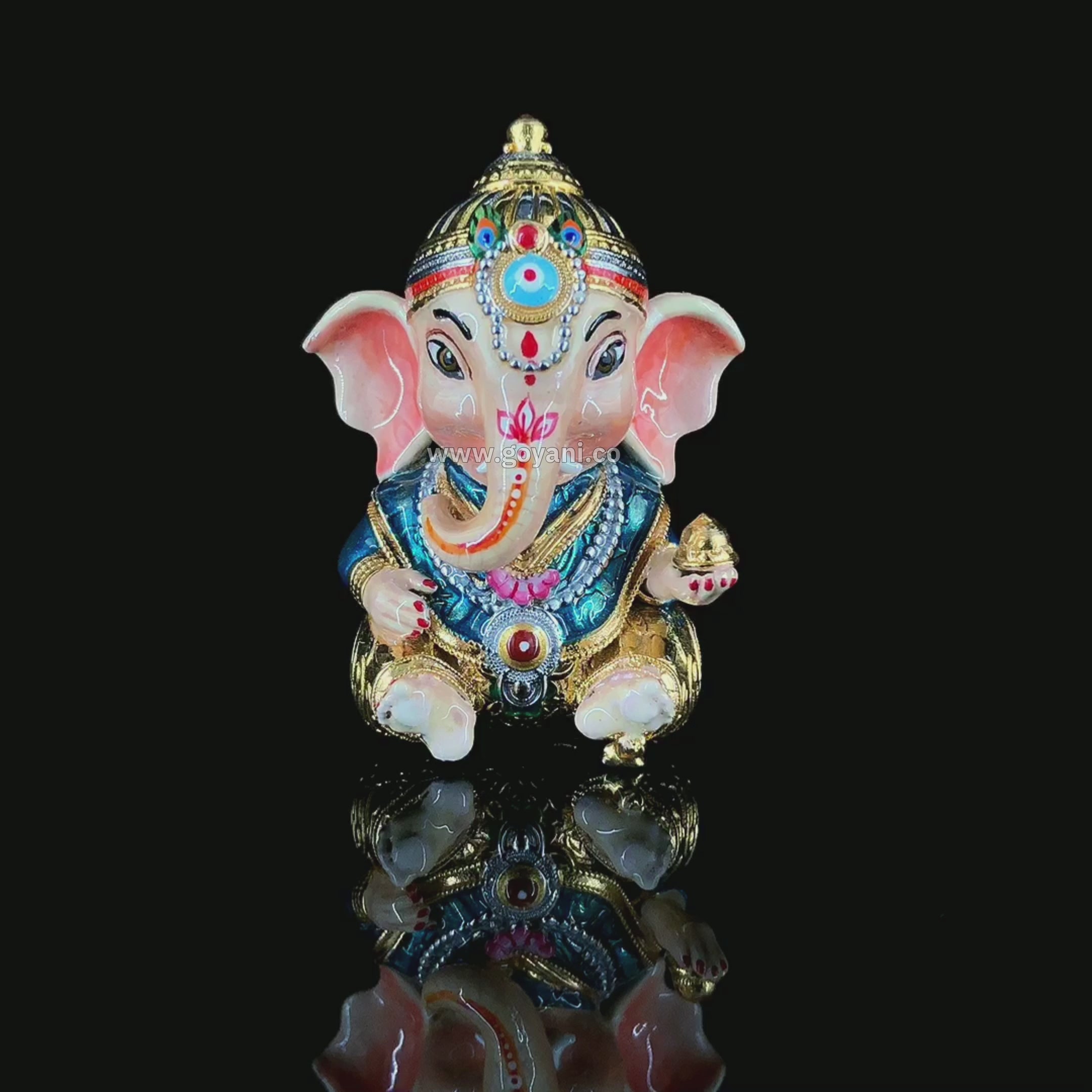 925 Silver Baal Ganesha Murti – Handcrafted Idol with Premium Meena Enamel Work – Hindu God Statue for Puja & Gifting