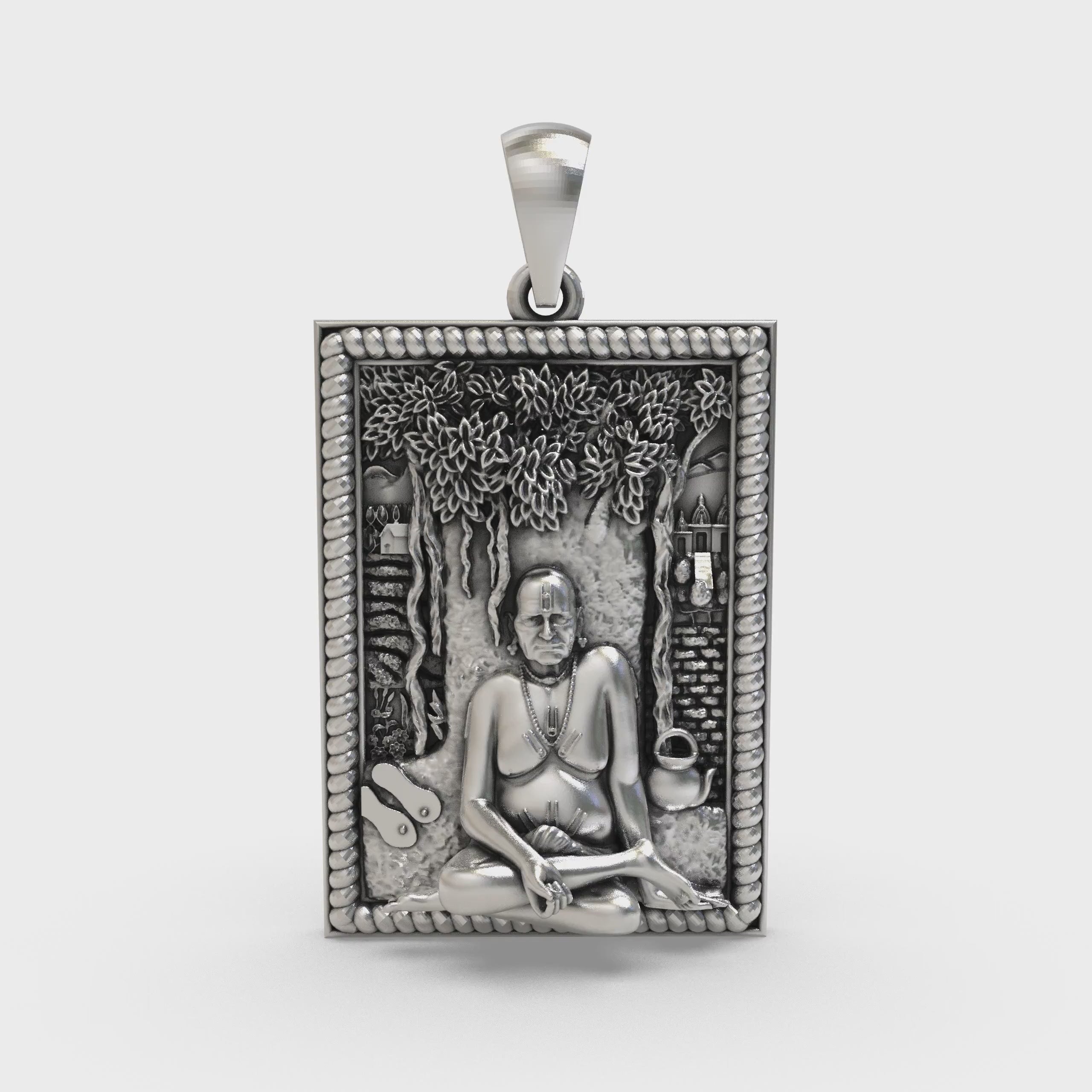 Akkalkot Shree Swami Samarth Pendant 925 Sterling Silver | Spiritual Guru Maharaj Locket Necklace