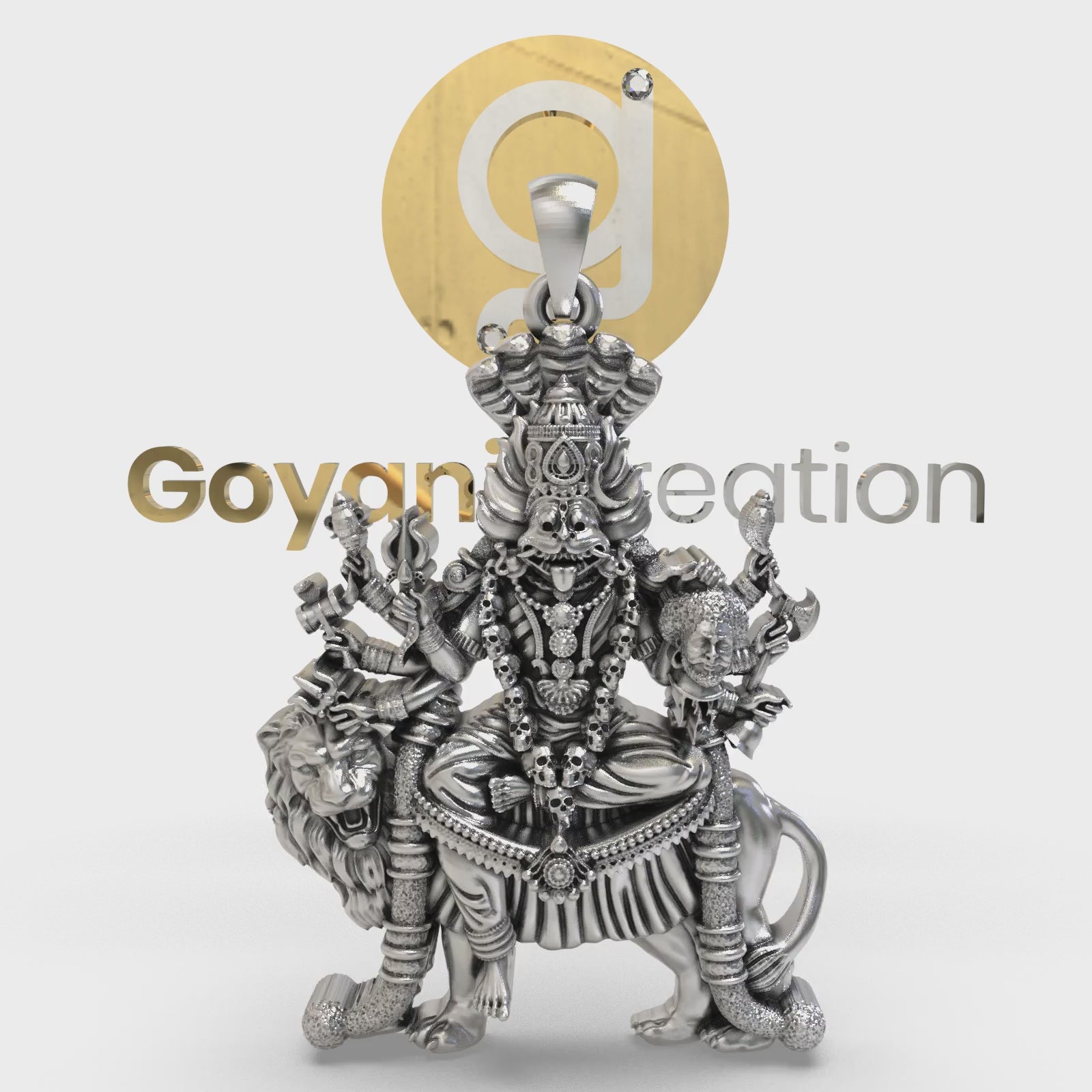 Elegant Silver Pratyangira Pendant