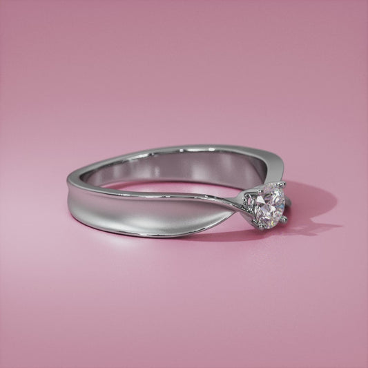 Single Diamond Ring in 925 Sterling Silver