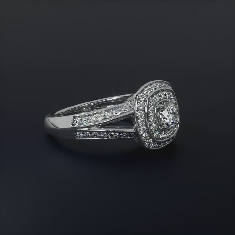 Goz Solitaire Ring, 925 Sterling Silver Diamond Ring