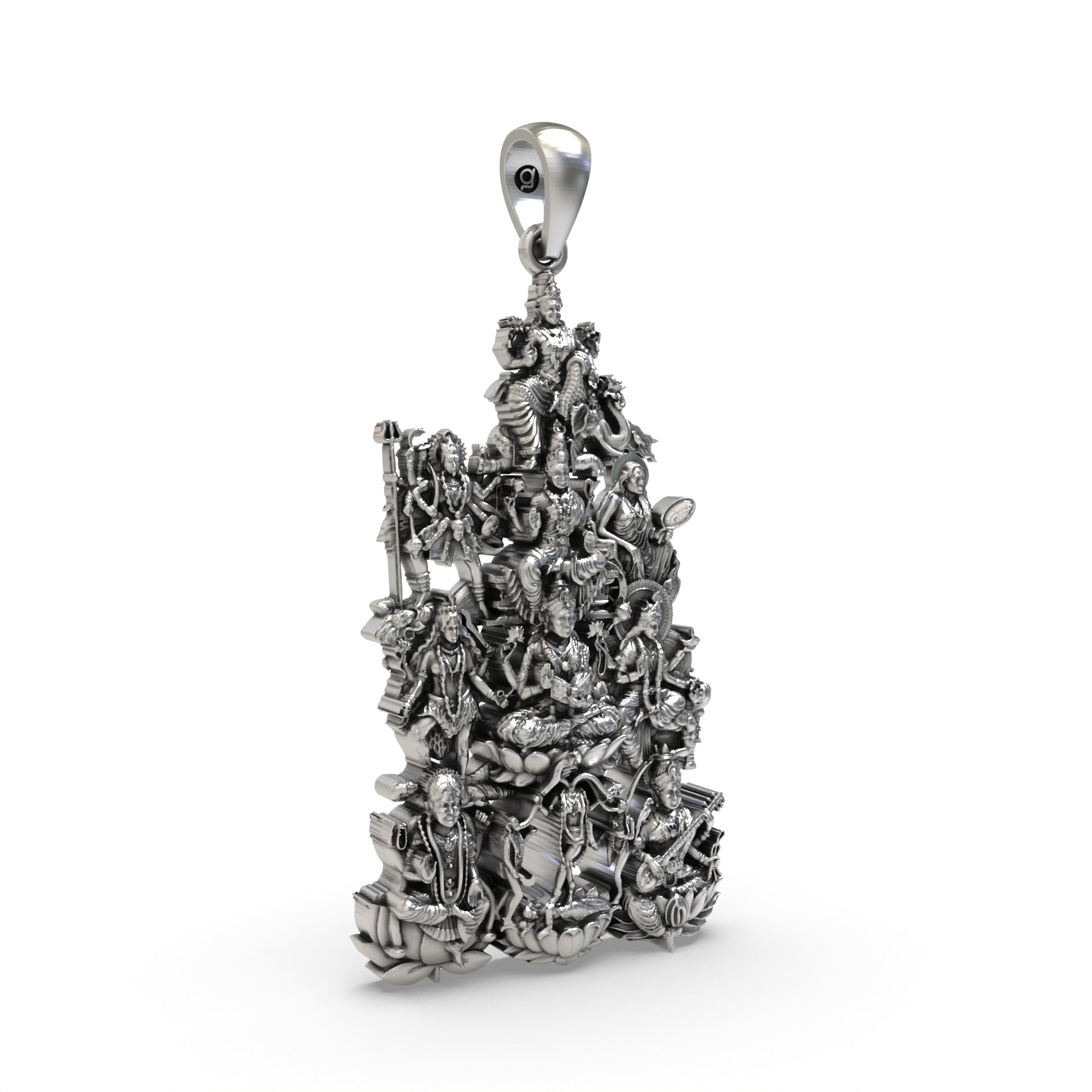 Handcrafted 925 silver Devi pendant angle
