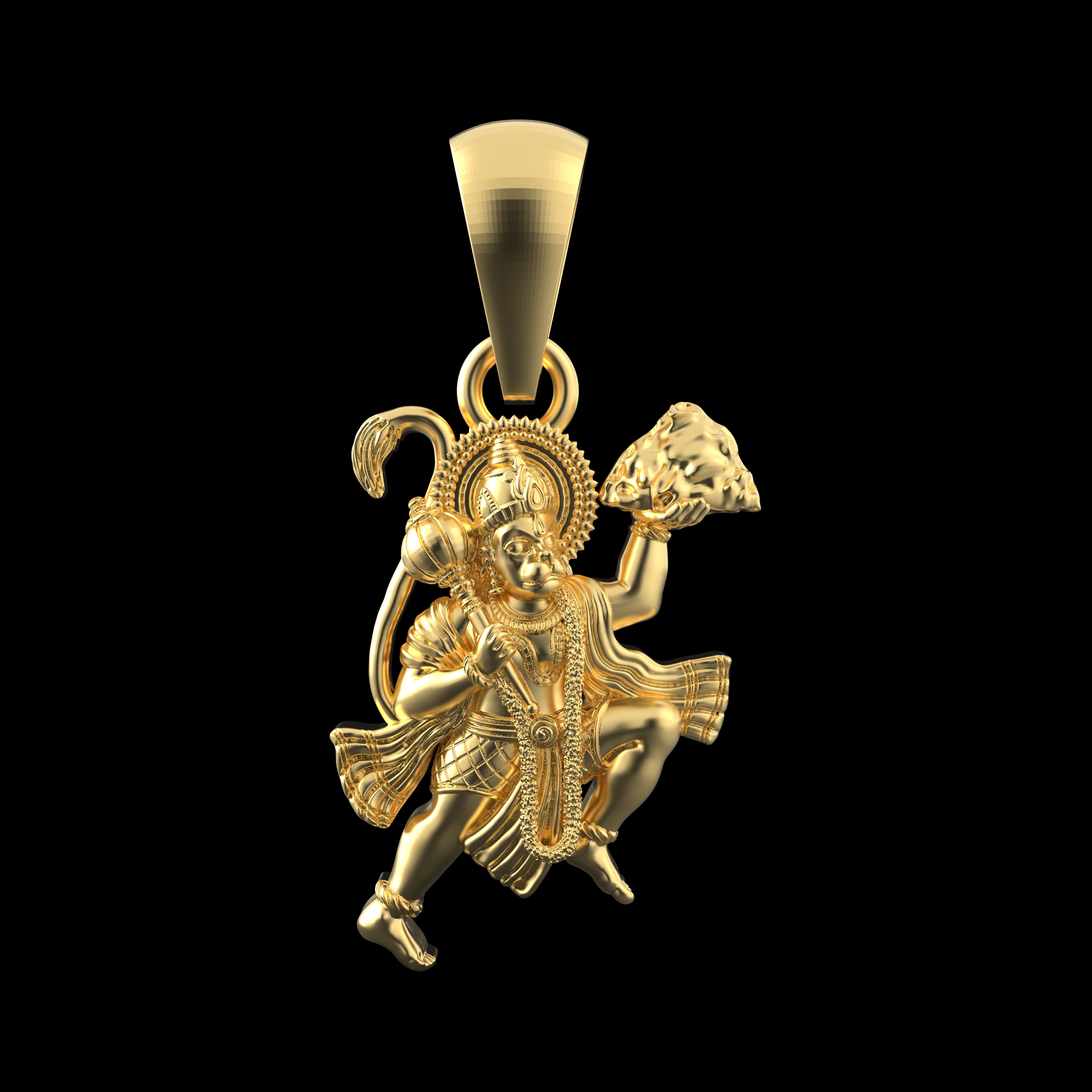 18K Gold Vermeil Flying Hanuman Pendant – 925 Silver Temple Jewelry | Symbol of Freedom, Strength & Devotion