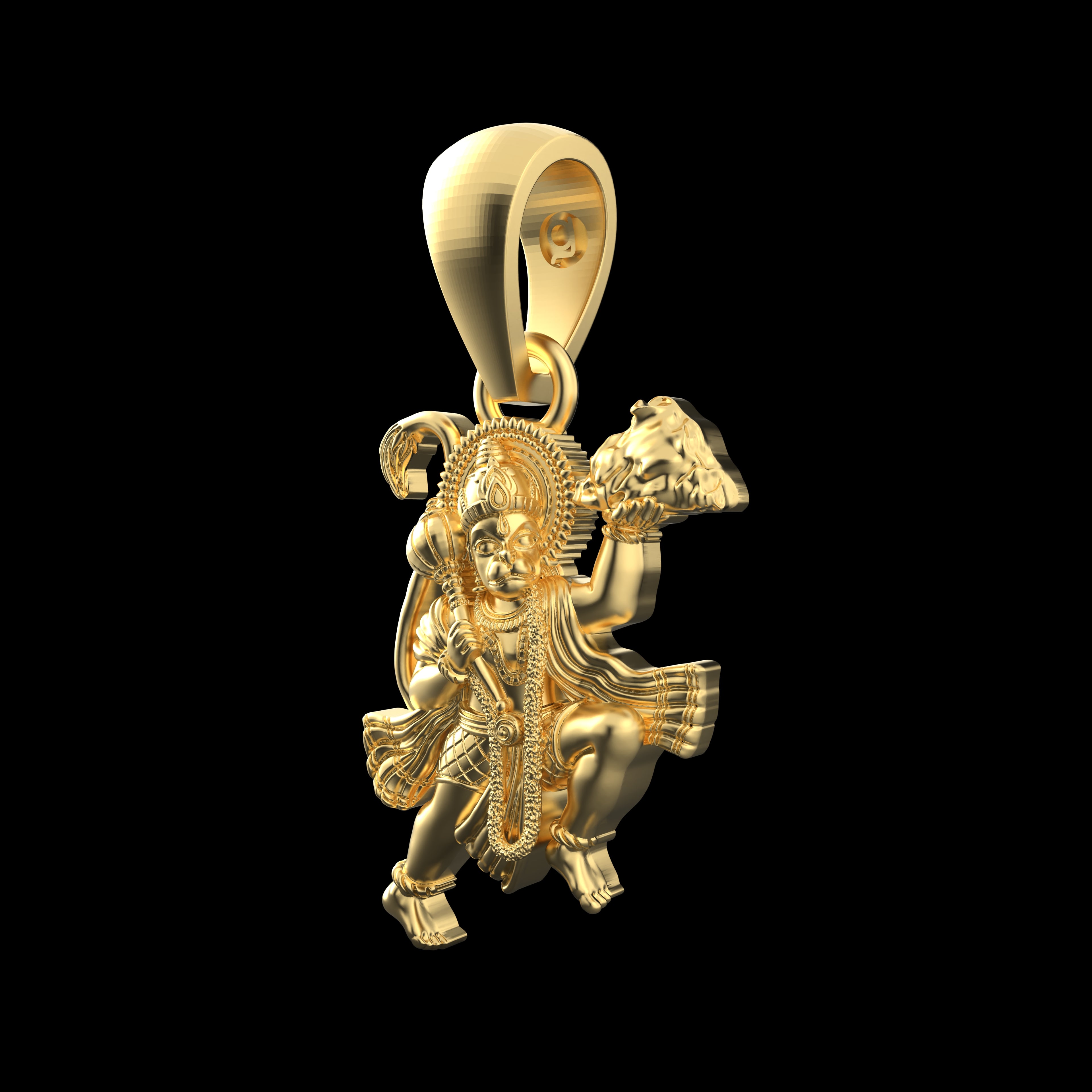18K Gold Vermeil Flying Hanuman Pendant – 925 Silver Temple Jewelry | Symbol of Freedom, Strength & Devotion