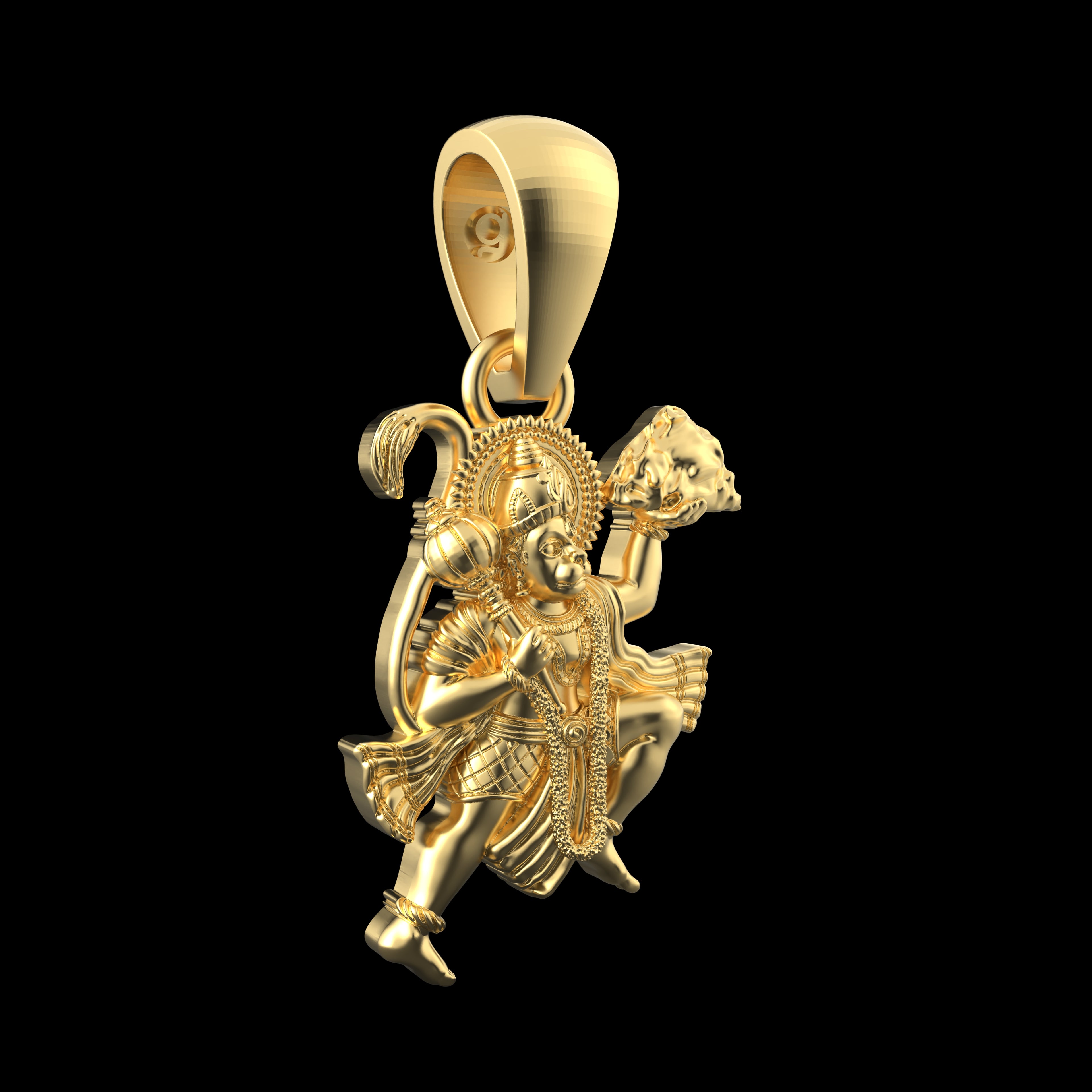 18K Gold Vermeil Flying Hanuman Pendant – 925 Silver Temple Jewelry | Symbol of Freedom, Strength & Devotion