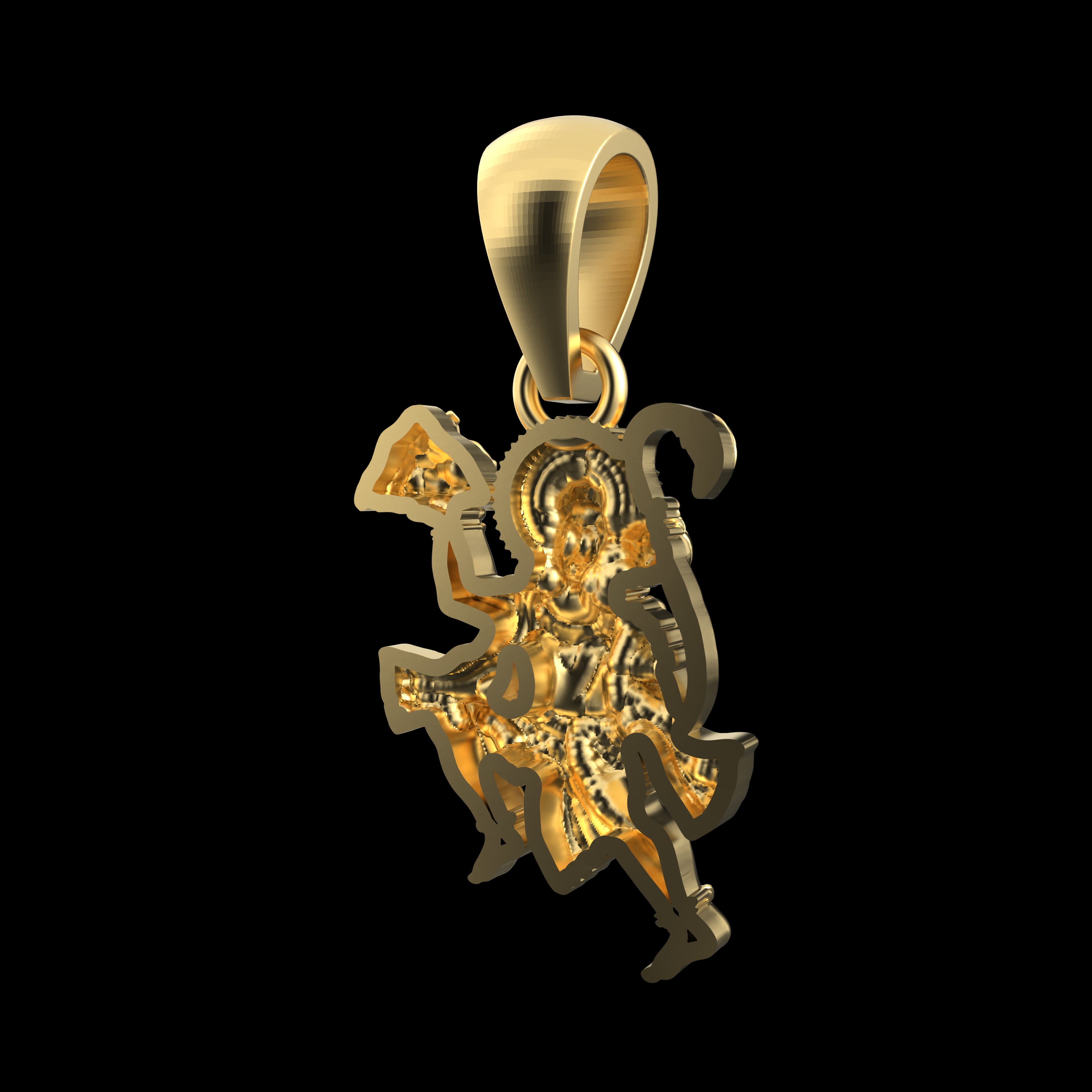 18K Gold Vermeil Flying Hanuman Pendant – 925 Silver Temple Jewelry | Symbol of Freedom, Strength & Devotion