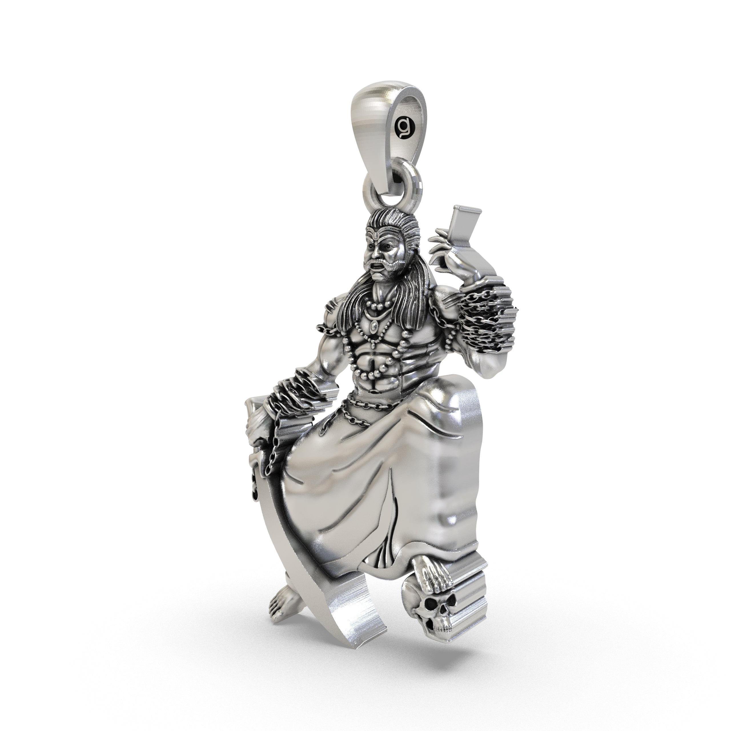 925 Silver Sanggili Karuppar Pendant – South Indian Guardian Deity Amulet