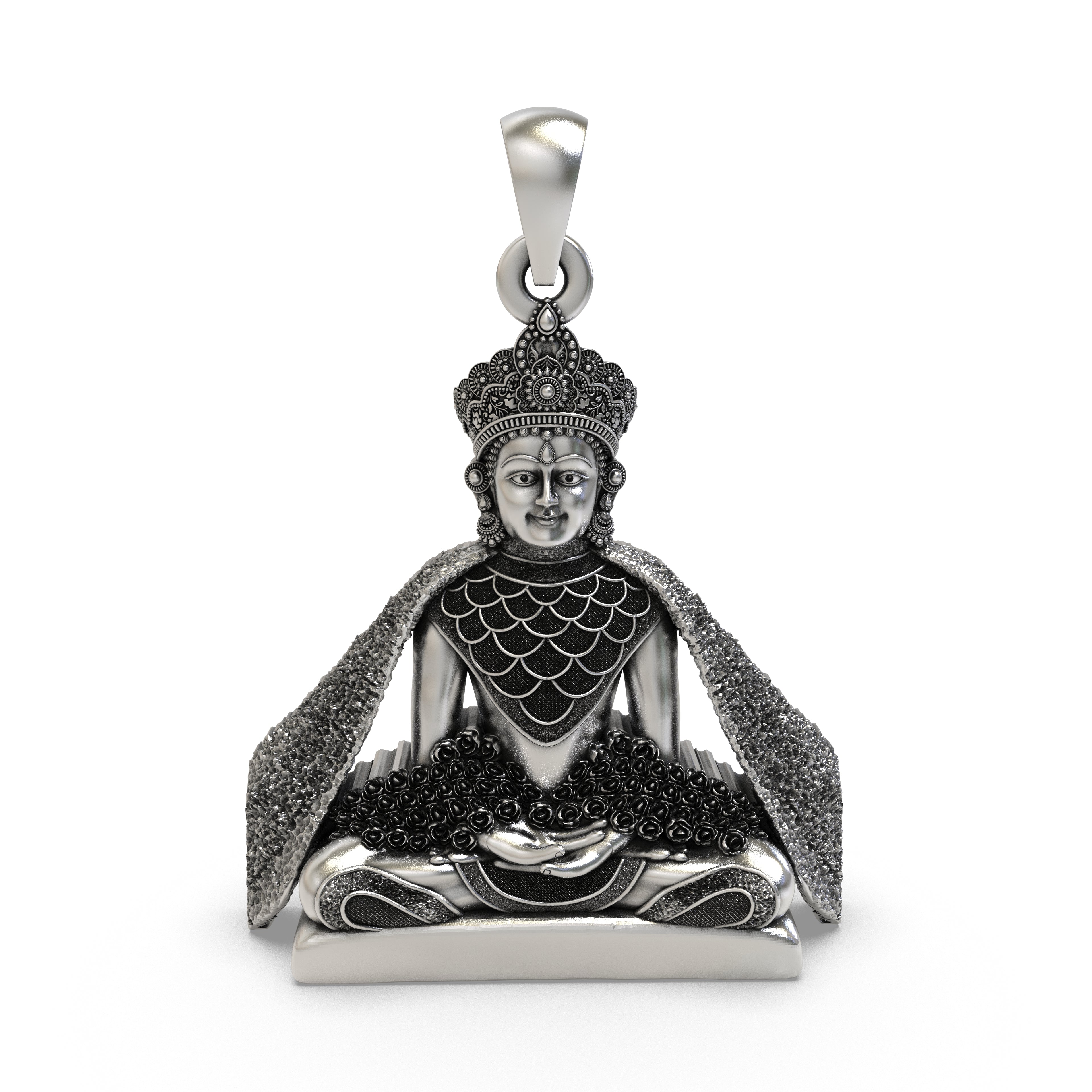925 Sterling Silver Lord Mahavir Swami Pendant | Jain Darshan Ahimsa Symbol Necklace