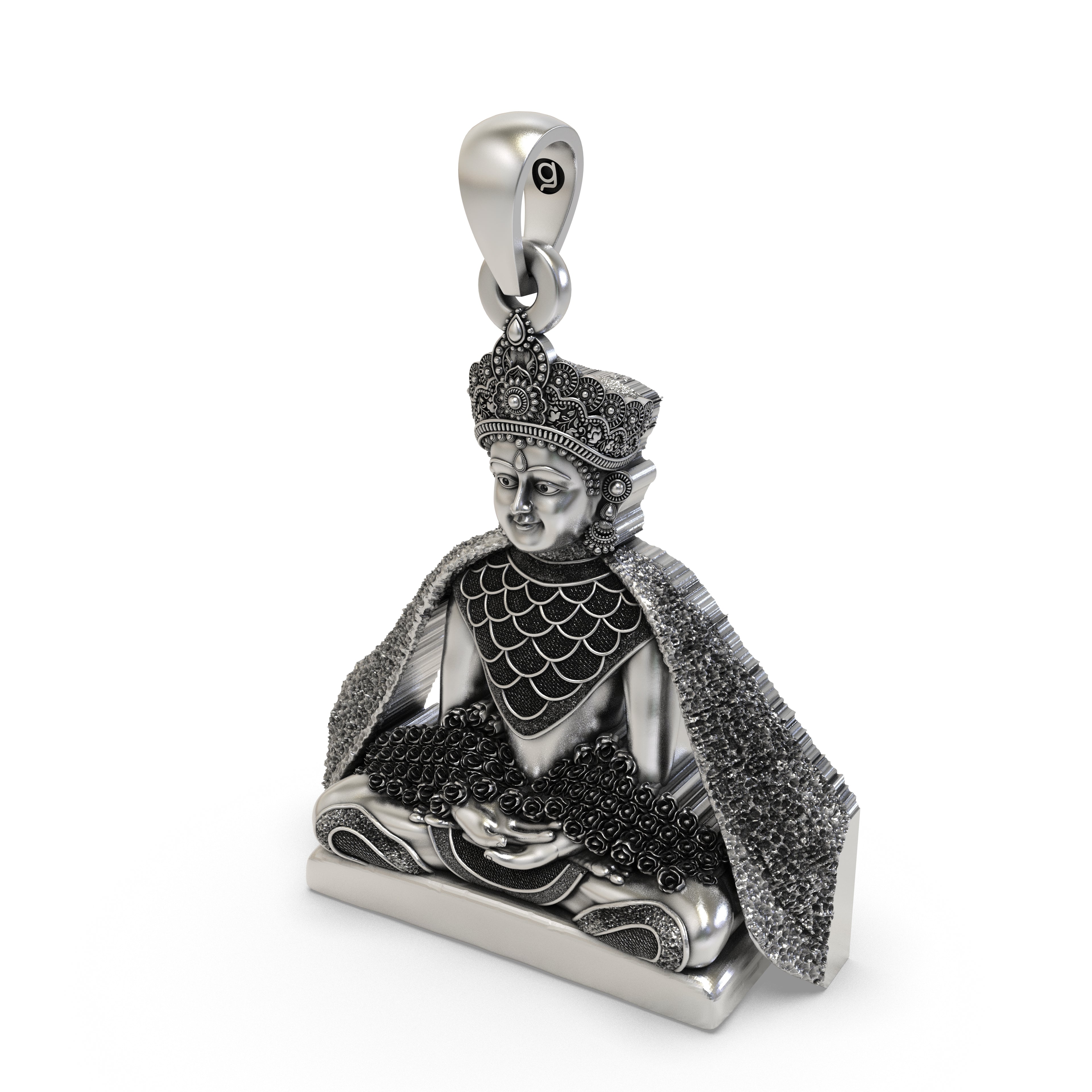 925 Sterling Silver Lord Mahavir Swami Pendant | Jain Darshan Ahimsa Symbol Necklace